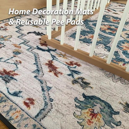nunubaby Washable Pee Pads for Dogs, Stylish, Non-Slip and Leak-Proof Pee Pads. Reusable Potty Pads for Dogs for Crates and Floors.(Beige/Floral, 31" x36" )