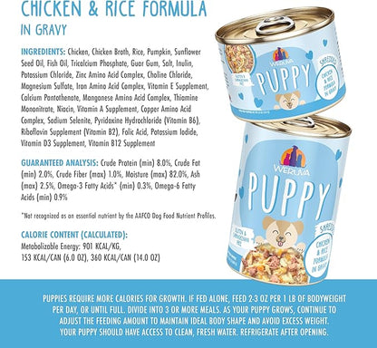 Weruva Puppy, Chicken and Rice Formula in Gravy, 14oz Can, Pack of 10