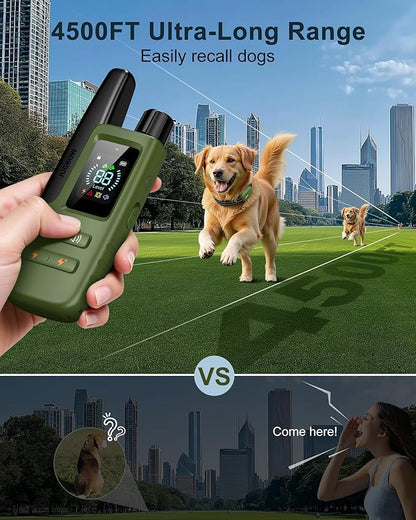 Jugbow Dog Shock Collar - 4500FT Dog Training Collar with Remote, IPX8 Waterproof Electric Dog Collar with 4 Training Modes, Security Lock, Rechargeable eCollar for 10-120lbs Small Medium Large Dogs