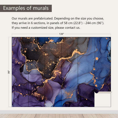 AFZEVEB-Abstract Art Purple Marble Wallpaper Wall murals for Bedroom 136"x96" (Not Peel and Stick)