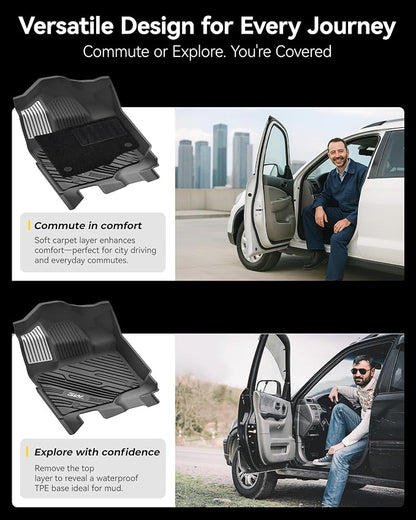 3W Floor Mats (with Metal Pedals)&Carpets Fit for Ford F-150 2015-2026 & F150 Lightning 2022-2025 SuperCrew, TPE All Weather Car Mats Custom Fit Accessories (w/s Original fold Under-Seat Storage Box)