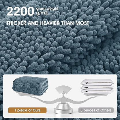 IM HOME Large Dog Door Mats for Muddy Paws, 48" x 30" Chenille Absorbent Mud Mat for Dogs, Non Slip Heavy Dog Rugs for Muddy Paws, Soft Indoor Door Mat for Entryway, Mud Paw, Inside Floor, Dusty Blue