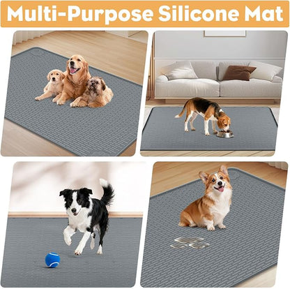 57" x40" Pee Pad Holder for Dogs Puppy Pad Holder Dark Gray | Extra Large Silicone Pee Tray for Dog Training Floor Protection Raised Edge Dog Potty Tray, No Pee Pads