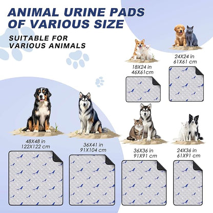 WanpeeGoo Washable Pee Pads for Dogs, 2Pack Reusable Puppy Pads, Super Absorbent & Leakproof Dog Pads, Anti-Slip Dog Pee Pads for Puppy Training & Incontinence, Dolphin Pattern 48"x48"
