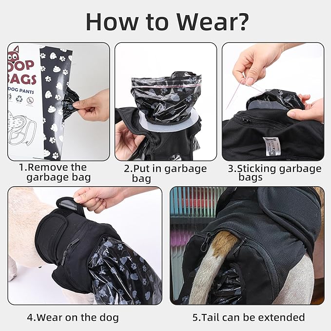 Wearable Automatic Dog Poop Collection Pants, Dog Poop Collector with Replaceable Dog Poop Bags for Old Dog Puppy Outdoor Use (XS)
