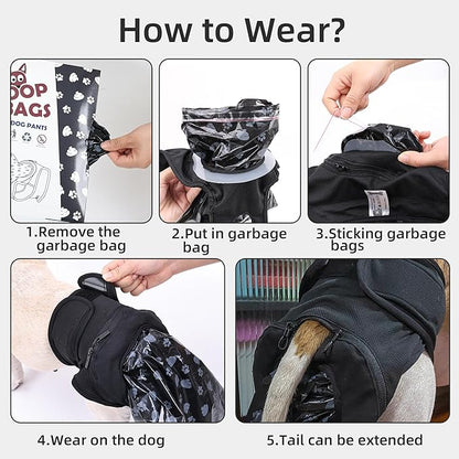 Wearable Automatic Dog Poop Collection Pants, Dog Poop Collector with Replaceable Dog Poop Bags for Old Dog Puppy Outdoor Use (XS)