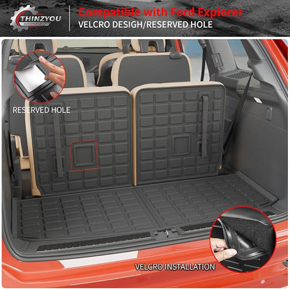 Cargo Mat Compatible with 2020-2025 2026 Ford Explorer Trunk Mat Cargo Liner Seat Back Cover Protector TPE All Weather Trunk Liner 2025 Explorer Accessories (Trunk Mat with Backrest Mats)