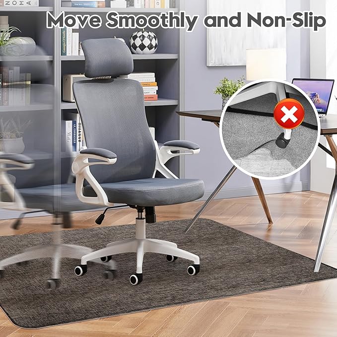 Sycoodeal Office Chair Mat for Hardwood & Tile Floor,Computer Gaming Chair Mat for Rolling Chairs Non-Curve, Anti-Slip, Heavy Duty Floor Protector for Home Office,Dark Coffee (48" x 60")