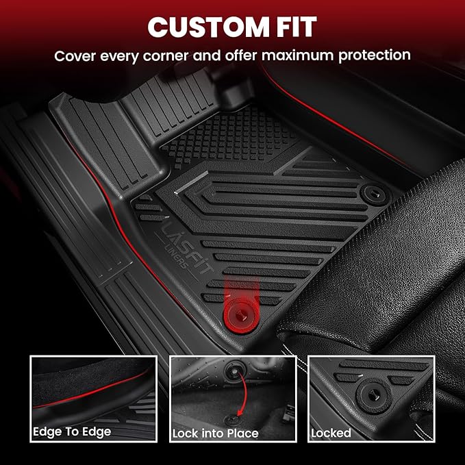 LASFIT Floor Mats for Jeep Grand Cherokee L 2021-2025 2026 7-Passenger (NOT Fit for 6-Passenger) All Weather Custom Fit Car Floor Liners Seatback Cargo Trunk Mat Black