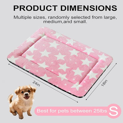 Washable Dog Bed Plush Orthopedic Outdoor Crate Mat with Non-Slip Bottom,Luxe Soft Kennel Pad for Pets, Cozy Cage Cushion & Pet Sleeping Mattress Large Sized,Medium,Small Dogs,24 x 18 inch,Pink