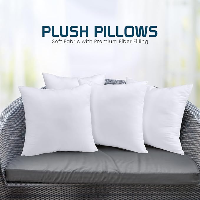 Utopia Bedding Throw Pillows (Set of 4, White), 14 x 14 Inches Pillows for Sofa, Bed and Couch Decorative Stuffer Pillow