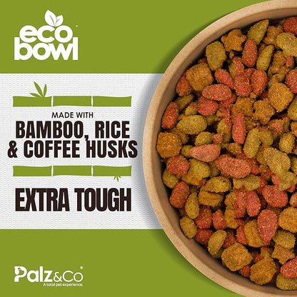 Palz&Co EcoBowl with Lid for Dogs & Cats, 48 oz Green - Natural Bamboo Pet Bowl with Non-Slip Base, Pet Food and Water Dish, Dishwasher Safe