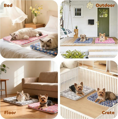 Mora Pets Dog Bed Crate Pad Ultra Soft Pet Bed with Cute Star Print Washable Crate Mat for Large Medium Small Dogs Reversible Fleece Dog Crate Kennel Mat Cat Bed Liner 35 x 22.8 inch Grey