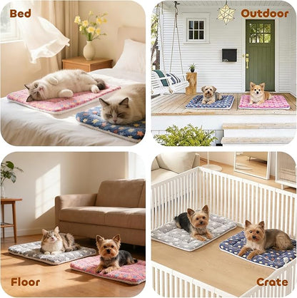 Mora Pets Dog Bed Crate Pad Ultra Soft Pet Bed with Cute Star Print Washable Crate Mat for Large Medium Small Dogs Reversible Fleece Dog Crate Kennel Mat Cat Bed Liner 41 x 29 inch Dark Blue