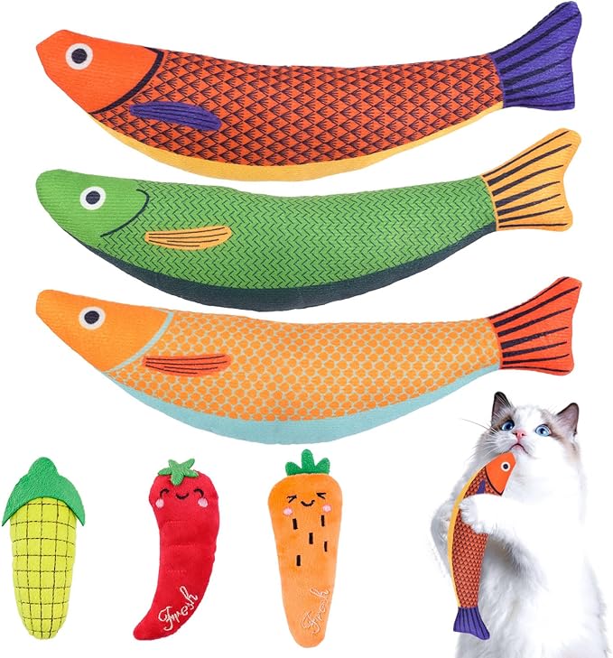 6 Pack Cat Toys, Catnip Toys for Cats, Cat Toys Interactive for Bored Indoor Adult Cats, Kittens, Kitty Exercise, Crinkle Sound