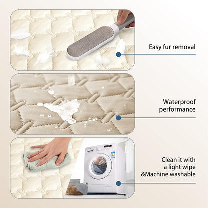 gogobunny 100% Double-Sided Waterproof Dog Bed Cover Pet Blanket Sofa Couch Furniture Protector for Puppy Large Dog Cat, Reversible (82x120 Inch (Pack of 1), Dark Beige/Light Beige)