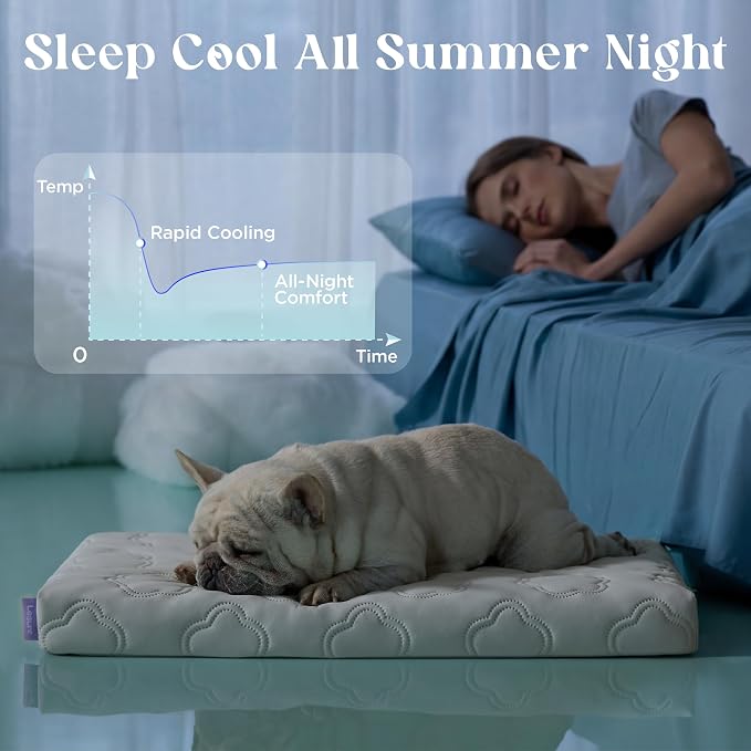 LE SURE ApexCloud™ Cooling Dog Bed for Large Dogs with Washable Cover,35IN | Q-Max>0.5 Cool-Touch Fabric, Orthopedic Egg Crate Foam,Breathable Non-Slip Summer Mat,For Active Senior Long-Haired Pets,Grey