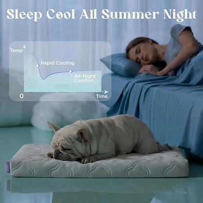LE SURE ApexCloud™ Cooling Dog Bed for Large Dogs with Washable Cover,35IN | Q-Max>0.5 Cool-Touch Fabric, Orthopedic Egg Crate Foam,Breathable Non-Slip Summer Mat,For Active Senior Long-Haired Pets,Grey
