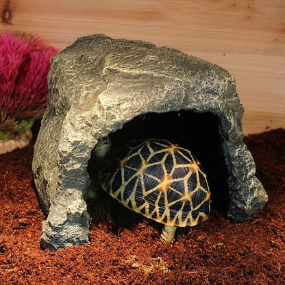 Besimple Aquarium Fish Hide Cave Decoration, Reptile Rock Hideouts Stone Cave Hide House Fish Tank Aquarium Accessories for Betta Shrimp Turtle Amphibians Small Lizards(Rock Hide Cave)