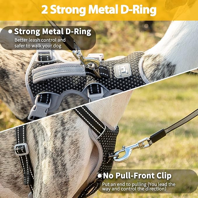 Escape Proof Dog Harness, Secure Dog Harness No Escape, Fully Reflective Harness with Handle, Breathable, Durable, Adjustable Vest for Small Dogs Walking, Training, and Running Gear (Black,S)