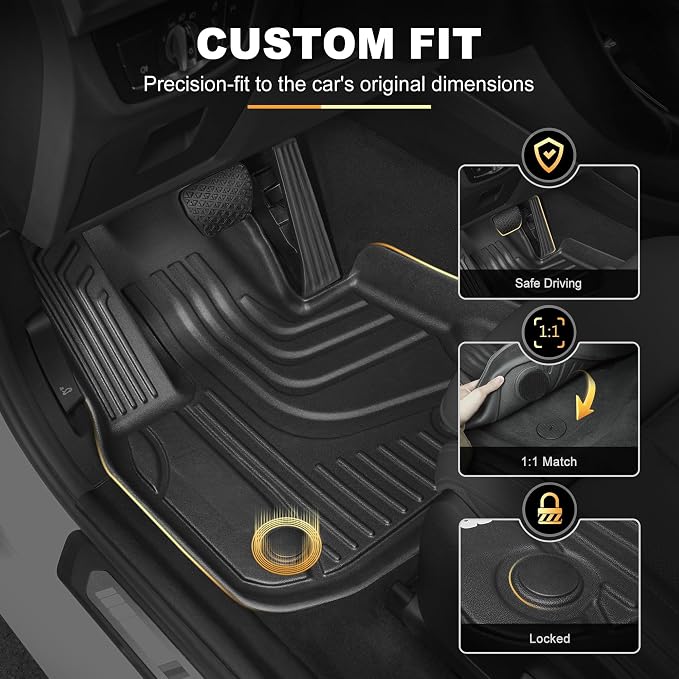 AOMSAZTO Floor Mats & Cargo Liner for BMW X1 2016-2022 (F48), 1st & 2nd Row All Weather Protection Floor Liners Waterproof Anti Skid Car Accessories