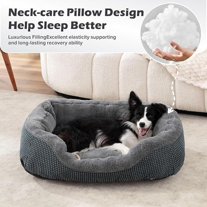Large Dog Beds for Large Dogs Washable, Rectangle Dog Beds Large Sized Dog, Orthopedic Dog Bed, Warming Soft Sleeping Puppy Bed Durable Pet Bed with Anti-Slip Bottom L(35"x25"x10")