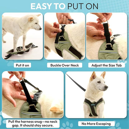 Gooby Escape Free Easy Fit X Step-in Dog Harness, Portland Green, X-Small | Patented escape-free, tightens on back-out; Choke-free X-frame + V-neck; Quick-release buckle; Reflective trim