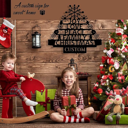 Personalized Christmas Tree Metal Sign, Custom Signs Outdoor Metal Wall Decor, Merry Christmas Tree Signs Wall Decoration for Home Living Room, Bedroom, Office, Garden, Porch