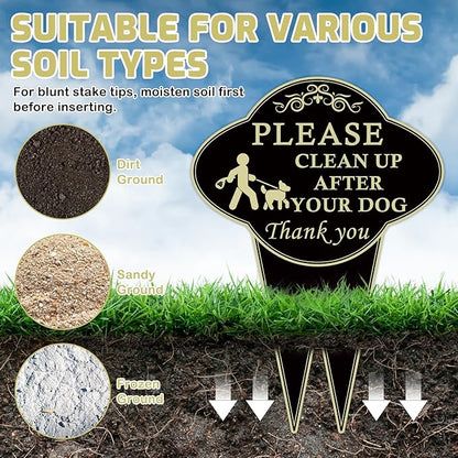 2 Pack Please Clean Up After Your Dog Sign, 10”x14” Double-Sided No Dog Poop Signs Heavy Duty Aluminum for Lawn Easy Install, Pick Up After Your Dog Sign with Integrated Stake for Yard, Outdoor Use