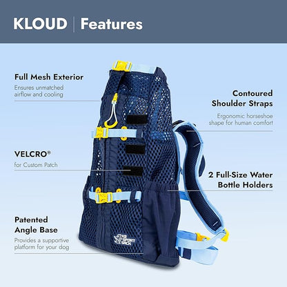 K9 Sport Sack Kloud - Small, Blue - Ideal for Dogs with 13-16” Back Length - Ultra-Light Mesh Backpack Carrier with Inflatable Frame