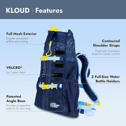 K9 Sport Sack Kloud - Extra Small, Blue - Ideal for Dogs with 9-12” Back Length - Ultra-Light Mesh Backpack Carrier with Inflatable Frame