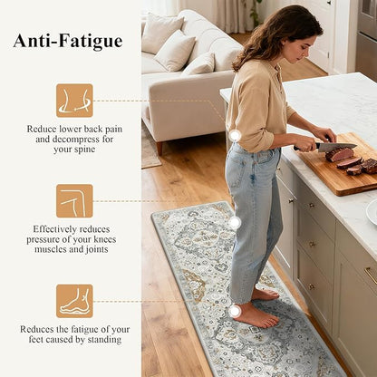 Ileading Anti Fatigue Kitchen Rugs Sets of 2 Cushioned Kitchen Mats for Floor Waterproof Kitchen Mat Set Non Slip Comfort Standing Mat for Kitchen, Office, Sink, Laundry