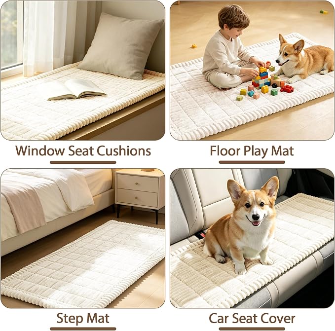 FUANGUI Waterproof Couch Cover Sofa Cover for Dogs and Pets Sofa Protector | Non-Slip Washable Fuzzy Soft Cat Bed Sofa Slipcover for 2-3 Cushion Couch Sofa Pet Friendly, Beige, 27.6" x 59.1", 1 pcs