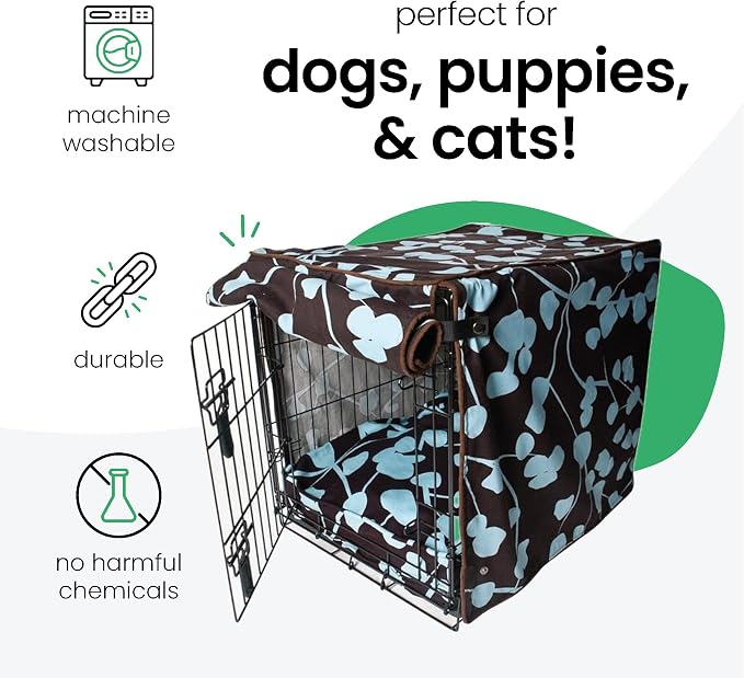 Molly Mutt Your Hand in Mine Dog Crate Cover, 100% Cotton Canvas Cover with 2 Roll-Up Panels, Ideal for Dog or Cat Crate, Durable, Washable, and Free of Harmful Chemicals, 30" x 21" x 24"