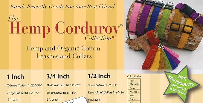 The Good Dog Company Hemp Corduroy Leash - 6 ft (3/4 Inch Width, Avocado)