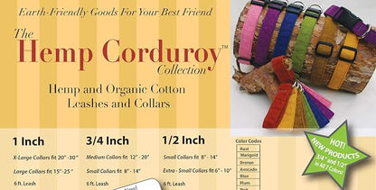 The Good Dog Company Hemp Corduroy Leash - 6 ft (3/4 Inch Width, Avocado)