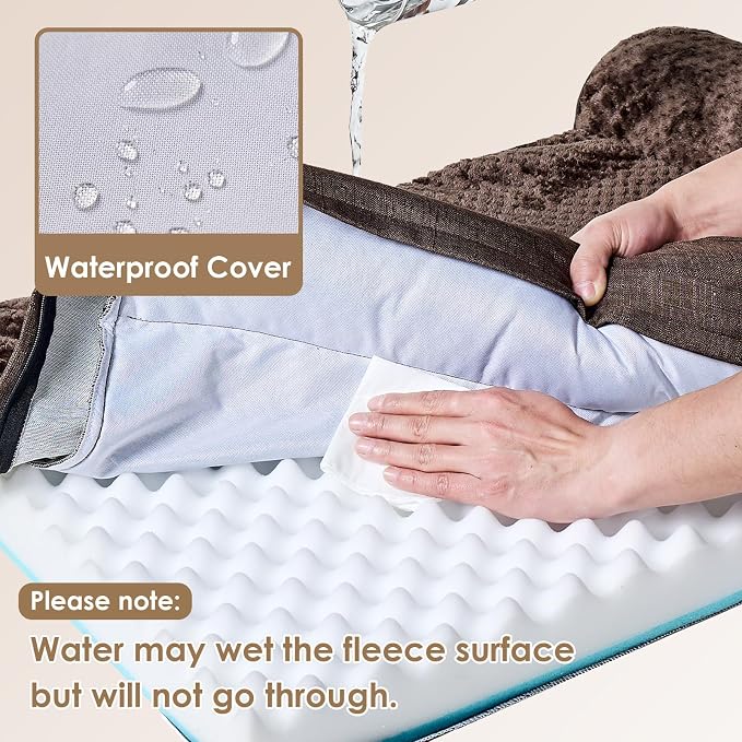 EHEYCIGA XXL Dog Bed Memory Foam, Orthopedic Giant Dog Bed Jumbo with Washable Removable Cover, Waterproof Pet Sofa Couch with Nonskid Bottom, 48x35x7.5, Brown | Washable Removable Cover, Waterproof Flat Pet Sofa Couch with Nonskid Bottom, 48x35x7.5
