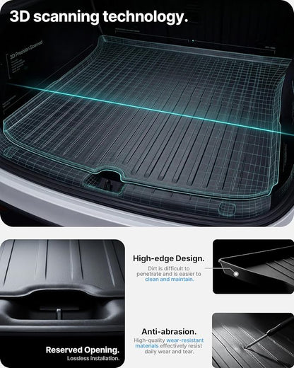 4 Pcs Floor Mats for Tesla Model Y Juniper Accessories 2025 2026 (Standard/Premium/Performance) 5-Seater, All Weather Custom Fit TPE Trunk Mats Cargo Liner Anti-Slip