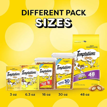 Temptations Cat Treats Classic Crunchy and Soft Cat Treats, Tasty Chicken Flavor, 30 oz. Tub