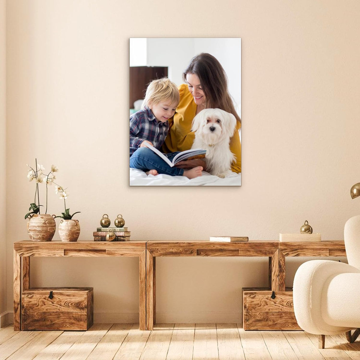 Custom Canvas Prints with Your Photos- Personalized Print Canvas Pictures, Custom Wall Art Gift for Living Room, Bedroom, Wedding Family Baby Pets Framed 16 x 20 inche