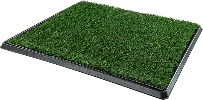 Artificial Grass Puppy Pee Pad for Dogs and Small Pets - 20x25 Reusable 4-Layer Training Potty Pad with Tray - Dog House and Pet Supplies by PETMAKER | Reusable 4-Layer Turf Pads for Dogs with Tray, Indoor and Outdoor Fake Grass Potty, Pet Supplies