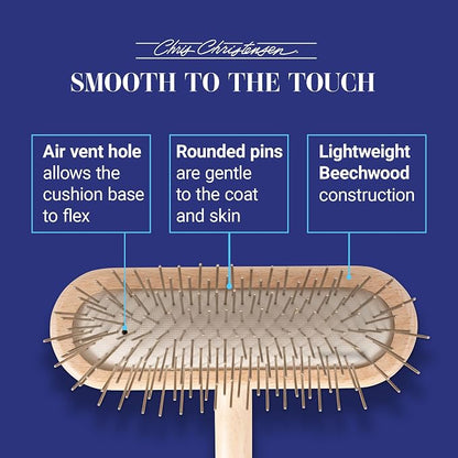 Chris Christensen Original Series 27 mm T-Brush - Dog & Cat Grooming Brush, Groom Like a Professional, Stainless Steel Pins, Lightweight Beech Wood Body, Ground and Polished Tips