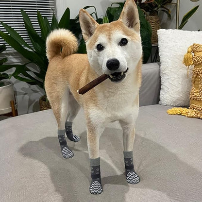 EXPAWLORER Anti Slip Dog Socks to Prevent Licking Paws, Dog Shoes for Hot Pavement, Dog Booties for Small Medium Large Senior Dogs, Traction Control Boots & Paw Protectors for Hardwood Floors