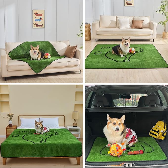 Reusable Puppy Pads , Washable Pee Pads for Dogs 36" x 24" 2 Pack | Super Absorbent & Leakproof Potty Training Pads, Plush Grass-Look With Non-Slip Backing For Crates, Playpens & Small Pets