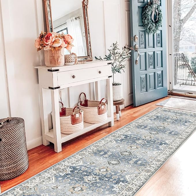 HY HAO YUN LAI Non Slip Runners for Hallways,Washable,Long Ultra Soft Kitchen Runner Rug,Non Shedding for Accent Farmhouse (Grey, 2 X 12)