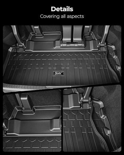 3W Floor Mats & Trunk Mat for Toyota Sienna 2021-2026 LE/XLE(Only for 8 Seat), TPE All Weather Custom Fit Floor Liner for Sienna 1st, 2nd and 3rd Row and Cargo Mat, Black