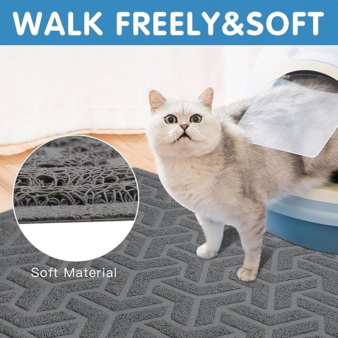 UPSKY Cat Litter Mat, XL Litter Trapping Mat Soft on Kitty Paws, Large Litter Box Mat 35" x 47" Scatter Control for Indoor Cats Waterproof and Extra Large Pretty Litters Carpet