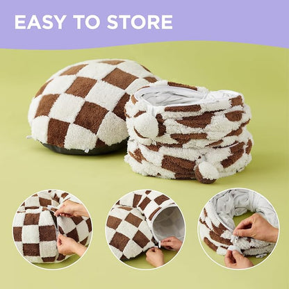 Lesure Donut Cute Jacquard Cat Tunnel Bed Kitten Toys for Puppy Bunny | 33.5x33.5x10in,Round Cat Bed Tube for Indoor Cats Rabbit Dog,Pet Peekaboo Cave Toy,Spiral Hideaway,Washable Cushion,Brown