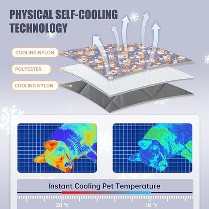 Leekalos Dog Cooling Mat - Summer Portable Pet Cooling Cushion & Blanket for Cats & Dogs