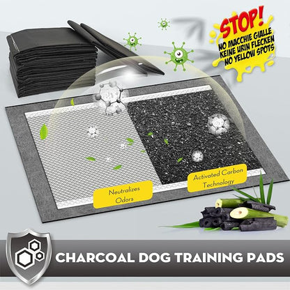 CROCI Charcoal Pee Pads for Dogs Odor Control Leak Proof 36x36in 100Ct | Super Absorbent Puppy Pads with Adhesive Tabs, Heavy Duty, Dog Potty Training, Quick-Dry Surface, Disposable